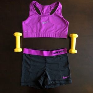 Nike Pro Sports Bra and Matching Shorts Set